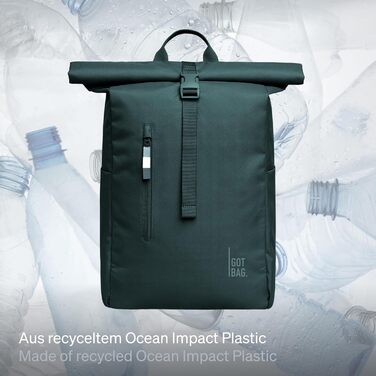 Рюкзак GOT BAG Rolltop Easy з переробленого пластику Ocean Impact, водонепроникний, для ноутбука 16'', 31 л, колір Sea Teal