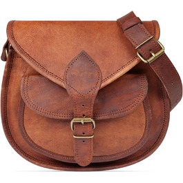 Жіноча шкіряна сумка LEABAGS Vintage Cognac, преміум натуральна шкіра, велика крос-боді, на плече, для роботи, університету, школи та відпочинку, розмір L (28x23x8 см)