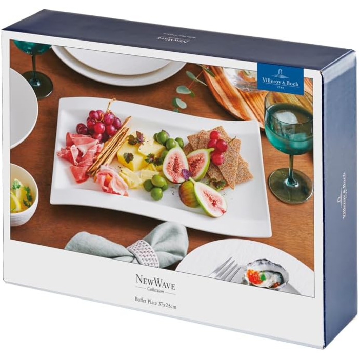 Тарілка Villeroy & Boch New Wave, прямокутна, порцелянова, біла, 37x25 см, набір 4 шт.