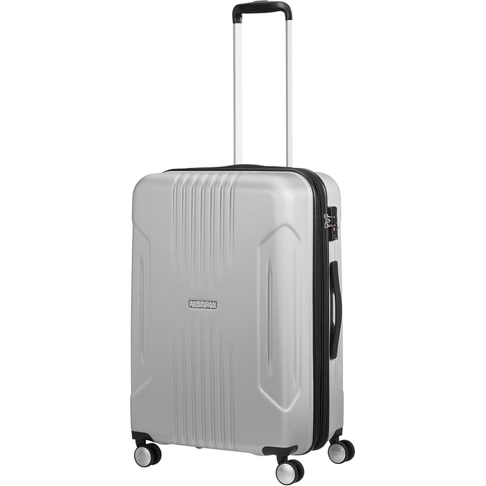 Валіза American Tourister Tracklite Spinner, велика, розширювана, 120 л, срібляста, 67 см