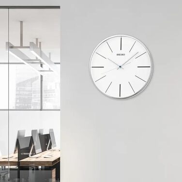 Настінний годинник Seiko сріблястий, пластик, безшумний механізм QXA634A