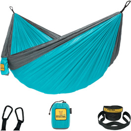 Гамак Wise Owl Outfitters для кемпінгу, одномісний, легкий, портативний, з парашутного нейлону, синій та сірий, для подорожей, туризму та виживання
