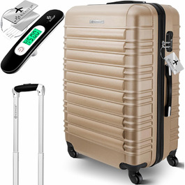 Валіза KESSER® 75 см 120 л, жорсткий ABS, з вагами та биркою, 4 колеса, телескопічна ручка, кодовий замок, шампань