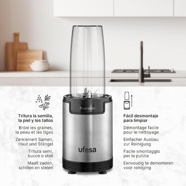 Блендер Ufesa Nutrimix 900Вт, універсальний екстрактор поживних речовин і вітамінів, нержавіючі леза, для смузі та коктейлів, подрібнення льоду, 6-в-1 набір