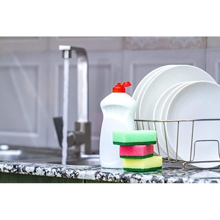 Двосторонні стійкі кухонні губки DecorRack, набір 20 шт, для миття посуду, прибирання дому, ванни, авто, різнокольорові