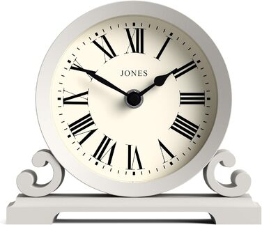 Годинник настільний JONES CLOCKS Saloon, класичний стиль, римські цифри, подвійний скрол, сірий, для столу, полиці чи тумби