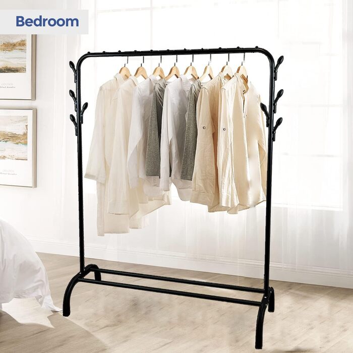 Металевий стійкий одягова стійка edihome 118x148x39 см з полицею для взуття, органайзер для одягу, чорна