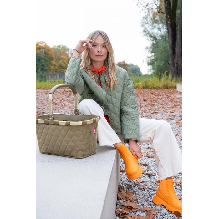 Кошик для покупок reisenthel carrybag frame Rhombus Olive, міцний, водовідштовхувальний, з внутрішньою кишенею, елегантний дизайн