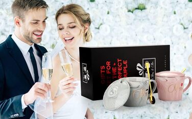 Керамічні мармурові чашки Exreizst Mr and Mrs 340 мл, подарунок на весілля, заручини, річницю для пари