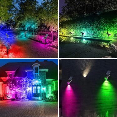 Світлодіодні сонячні прожектори T-SUN, 2 шт., 4 LED, садові світильники для газону, доріжок і тераси, холодне біле світло 6000K, 2 режими освітлення, зовнішнє безпечне освітлення