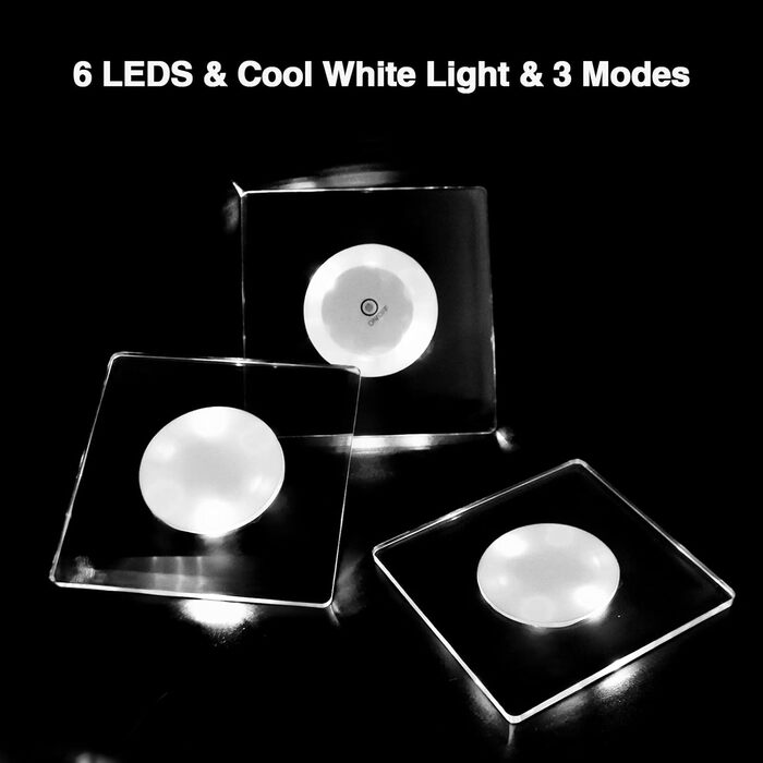 LED підсвічування-підставки MEDOYOH 8 шт. для напоїв, квадратні, білі, водонепроникні, з кнопкою вмикання/вимикання, для склянок, пляшок, вечірок, весіль, бару, Нового року