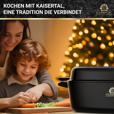 Овальний гусятниця KAISERTAL з кришкою, 6 л, чавун, для духовки та індукції, 32 см, 7 кг, казан для тушкування