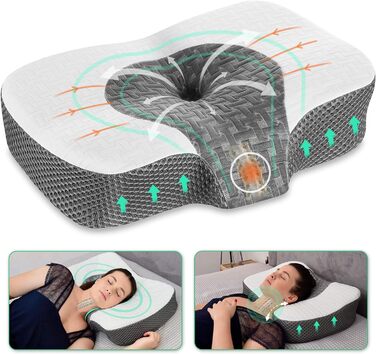 Ортопедична подушка Elviros з піни Memory Foam для сну, ергономічна подушка для шиї, проти хропіння, для бокового та черевного сну, біла