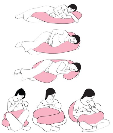 Подушка для годування та сну Motherhood Sleepy-C, ергономічна, сірі гілки, сертифікат Öko-Tex 100
