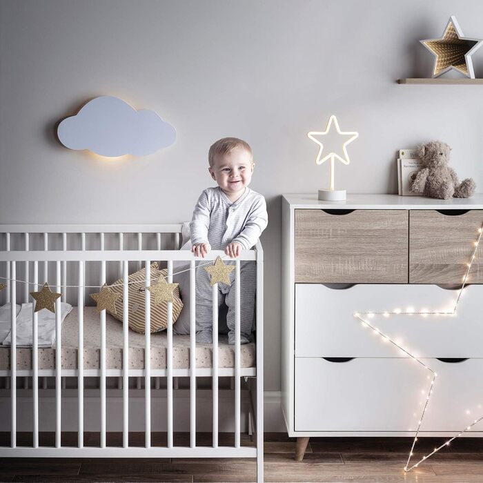 LED настінний світильник-хмара Lights4fun, тепле біле світло, на батарейках з пультом і таймером, для дитячої кімнати, спальні, нічник-декор