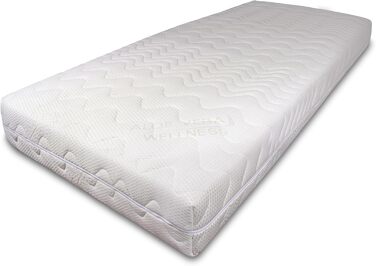 Чохол для матраца BONEX Komfort 90x200 см, висота 16-18 см, двошарова тканина з алое вера, для алергіків, прати при 60°C, 4-стороння блискавка, білий/зелений