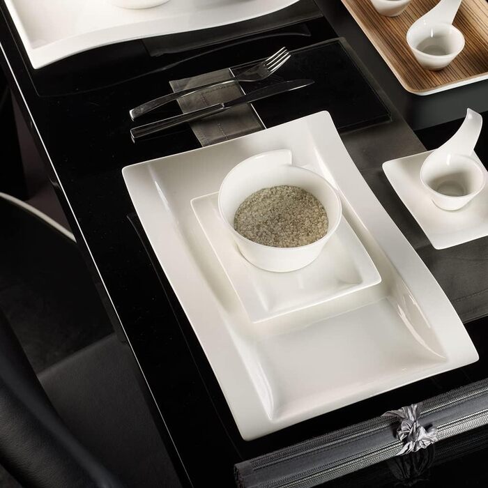 Тарілка Villeroy & Boch New Wave, прямокутна, порцелянова, біла, 37x25 см, набір 4 шт.