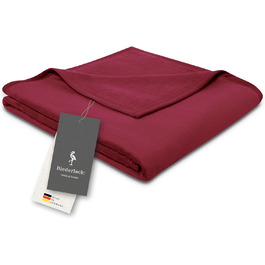Плед Biederlack Pure Cotton, 100% бавовна, темно-червоний, 150x200 см, вироблено в Німеччині, сертифікат OEKO-TEX, екологічний, м'який, для дивану чи ліжка