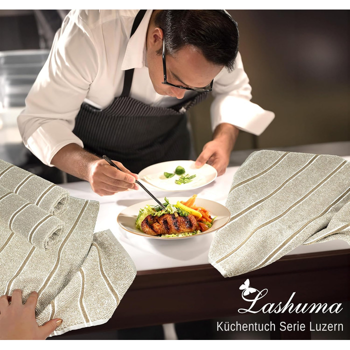 Кухонні рушники Lashuma Luzern, бежеві, 50x50 см, смугасті, для кухні