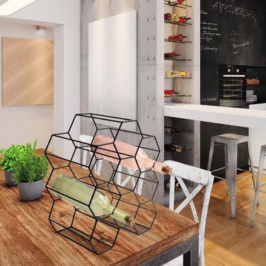 Винна полиця Home Deco Factory KA3041, чорний метал, на 9 пляшок