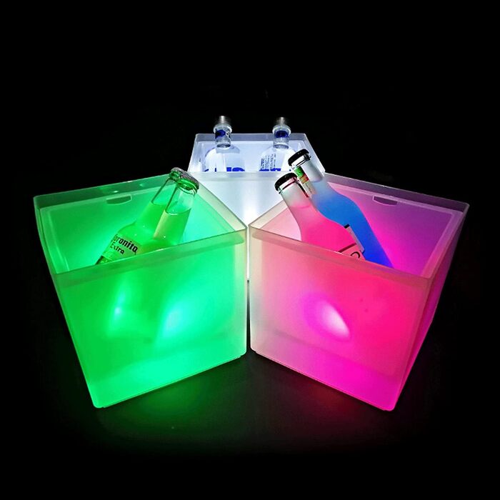 LED відерце для льоду 3.5 л з автоматичною зміною кольору, барвисте відро для пляшок, для вечірок, барів, ресторанів, підходить для вина, соку, пива