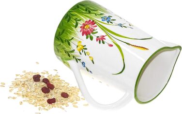 Великий італійський керамічний глечик ручної роботи з ручкою, декорований квітковим орнаментом, висота 19 см, об’єм 1,5 л