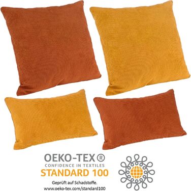 Набір з 4-х велюрових кордових подушок Selfitex Granada 2x 50x50 см + 2x 30x50 см, з наповнювачем, декоративні диванні подушки, м'які, модний дизайн, комплект для дивану