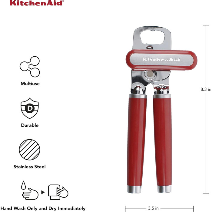 Кухонний відкривачка KitchenAid для консервів і пляшок, класичний, багатоцільовий, червоний Empire