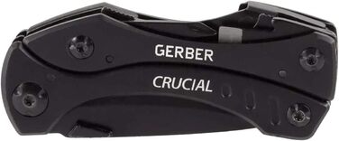 Мультитул Gerber Crucial 9-в-1 з ремінним кліпом, чорний, з різаком для ременя і фіксатором, довжина 9,1 см