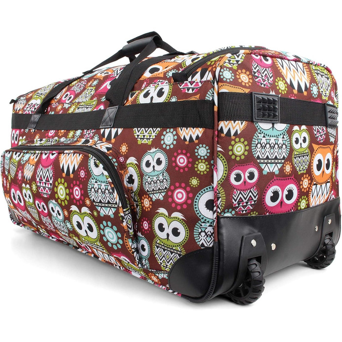 Normani міцна дорожня сумка на колесах 100 л Retro Owl, велика, нове покоління