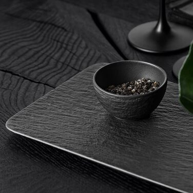 Сервірна прямокутна тарілка Villeroy & Boch Manufacture Rock, преміум порцеляна, чорна, для подачі страв, можна мити в посудомийці