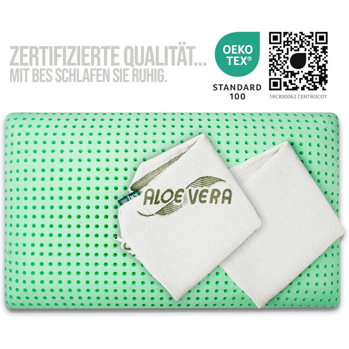 Подушка для сну з піни Memory Foam 15 см, для сну на боці, Aloe Vera, для дорослих, виготовлена в Італії