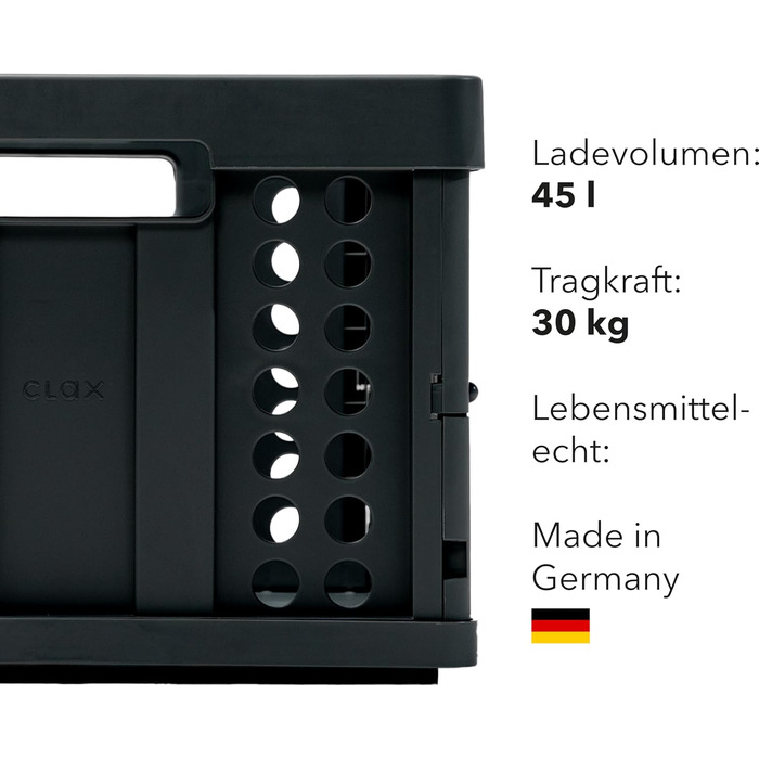 Складна корзина Clax Faltbox чорна, універсальний органайзер для зберігання