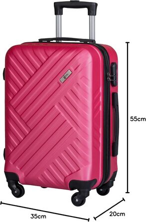 Жорсткий валізний чемодан Xonic Design Boardcase 55x35x20 см, з кодовим замком і 360° колесами, ручна поклажа, неоново-рожевий, преміум-якість