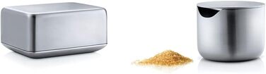 Маслянка та цукорниця Blomus Basic з матової нержавіючої сталі, середній розмір, ідеально для масла, білого та коричневого цукру, стильний дизайн, можна мити в посудомийці