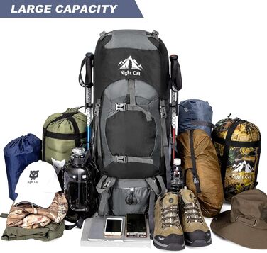 Рюкзак Night Cat Wanderrucksack 70/90 л для туризму, трекінгу, походів, подорожей, для чоловіків та жінок, дихаючий, для кемпінгу, альпінізму, велоподорожей