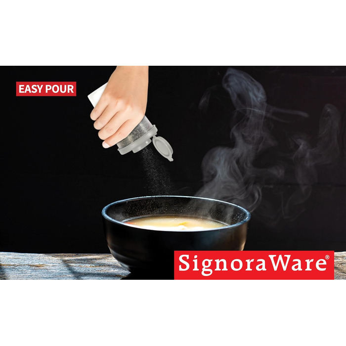 Набір вологозахищених солонок і перечниць SIGNORAWARE, 2 великі прозорі контейнери для спецій, для кухні, подорожей, пікніка, кемпінгу