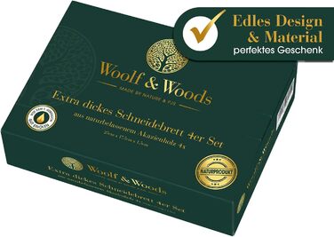 Набір кухонних дошок Woolf & Woods з акації, 4 шт, натуральні, товсті, для нарізки та сервірування