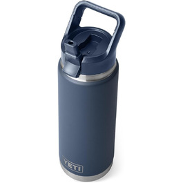 Термобутилка YETI Rambler з трубочкою, вакуумна, нержавіюча сталь, 769 мл, синя