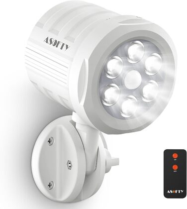ASOFTY вуличний бездротовий LED прожектор з датчиком руху, на батарейках, 1000 Лм, з пультом, IP65, для саду, гаража, дому