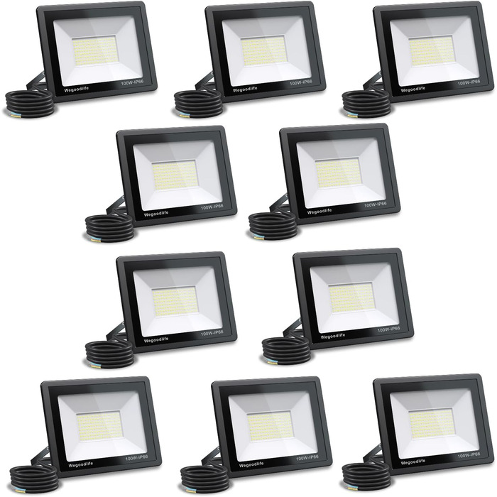 2 шт. 100Вт LED прожектор для вулиці, надяскравий 8140Лм, настінний світильник, тепле біле світло 3000K, IP66 водонепроникний, для двору, гаража, саду, під'їзду