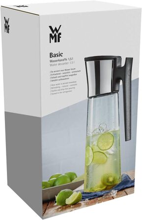 Глечик для води WMF Basic 1,5 л з ручкою і силіконовою кришкою, скляний графин з кришкою Closeup