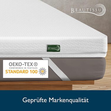 Топер для матраца Beautissu BeauNuit MT Lux 90x200 см, 7 зон, висота 7 см, в'язкоеластичний пінополіуретан, анатомічний, для бокспринг-ліжка, дихаючий, нековзкий, захист матраца