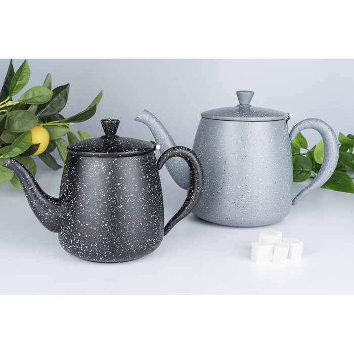 Чайник Café Olé PT-048 преміум 1,4 л, 18/10 нерж. сталь, безкапельний носик, порожниста ручка, відкидна кришка, сірий граніт