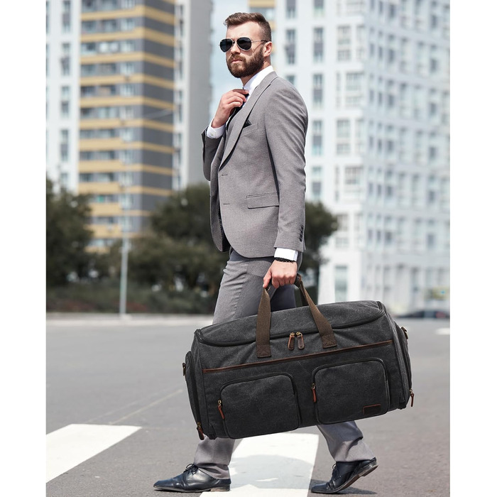 Дорожня сумка-органайзер 3-в-1, 50 л, унісекс, конвертована, з канвасу, для костюмів і одягу, з косметичкою, ручна поклажа для подорожей і бізнесу