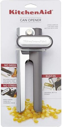 Багатофункціональна відкривачка для консервів KitchenAid, сірий колір, без розливу, універсальний розмір