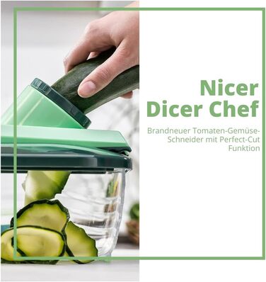 Овочерізка Genius Nicer Dicer Chef Deluxe XXL 37 предметів із набором скляних мисок, томатниця, овочерізка, 3-в-1 друшляк, шинкувальник, зелений