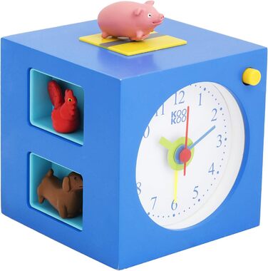 Дитячий будильник KOOKOO KidsAlarm синій з 5 звуками тварин ферми та реальними записами