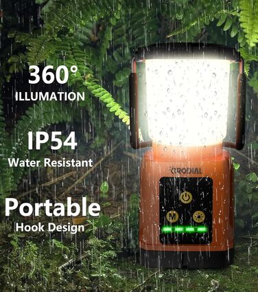 Світлодіодний кемпінговий ліхтар CRODIAL, акумуляторний, 5000 мА·год Power Bank, водонепроникний, для намету, аварійного освітлення, походів, вулиці
