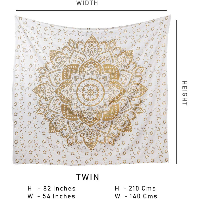 Омбре гобелен Mandala синьо-золотий, багатобарвний, 85x89 дюймів, настінний декор у стилі бохо, гіпі килим, текстиль для дому